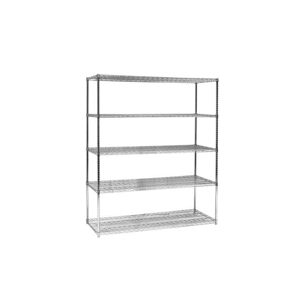 Starter Unit, 5-Shelf, Chrome, 24x60x74